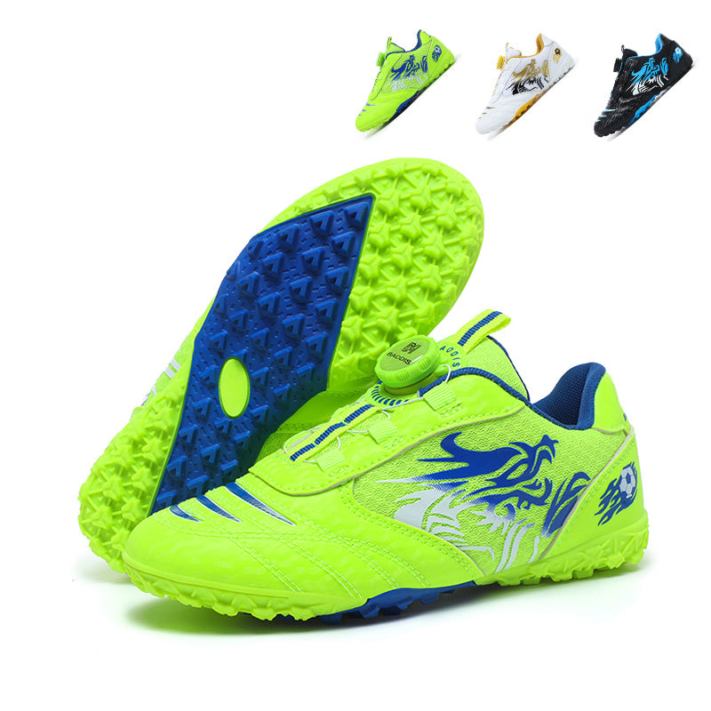 Kids TF Turf Soccer Cleats with BOA Quick-Turn Dial, Dragon Print Breathable Football Shoes, Non-Slip Training Sneakers-Yinzu309