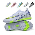 Turf Soccer Cleats, Low-Top Knit Football Shoes, Abstract Brushstroke Print Anti-Slip Training Sneakers for Artificial Turf-Hxh-A552