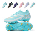 Artificial Grass Soccer Cleats, Messi Inspired Knit Football Shoes, Geometric Print Anti-Slip Athletic Boots for Synthetic Turf-Hxh-A556
