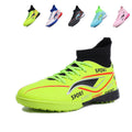 Turf Soccer Cleats, High-Top Knit Football Shoes, Breathable Non-Slip Training Sneakers for Artificial Turf-Hxh657
