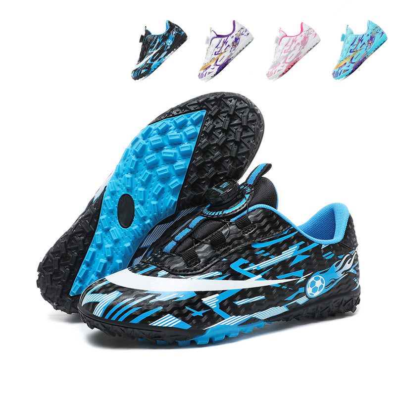 Kids TF Turf Soccer Cleats with BOA Quick-Turn Dial, Graffiti Print Breathable Football Shoes, Non-Slip Training Sneakers-Yinzu388