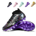 Artificial Grass Soccer Cleats, High-Top Knit Football Shoes, Colorful Graffiti Anti-Slip Athletic Boots for Synthetic Turf-X2506-3