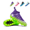Artificial Grass Soccer Cleats, High-Top Knit Football Shoes, Gradient Print Anti-Slip Athletic Boots for Synthetic Turf-Hxh-X2510-2