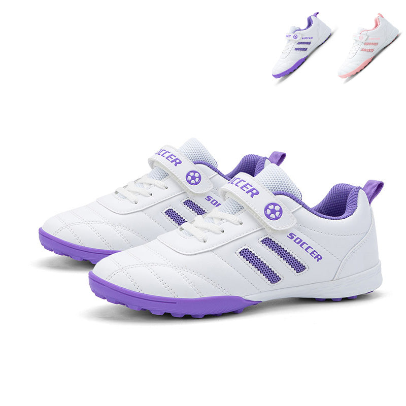 Turf Soccer Cleats, Easy Velcro Closure Football Shoes, Breathable Non-Slip Training Sneakers for Boys &amp; Girls-Hxh591