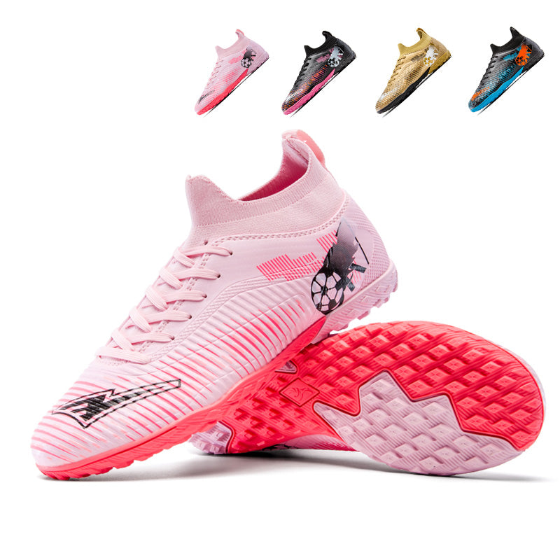 Turf Soccer Cleats, High-Top Knit Football Shoes, Anti-Slip Breathable Training Sneakers for Artificial Turf-Hxh-X2502-2