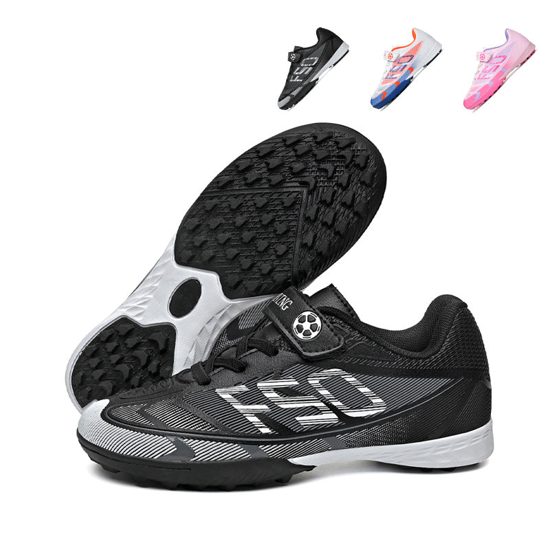 Turf Soccer Cleats, F50 Inspired Velcro Football Shoes, Breathable Anti-Slip Training Sneakers for Boys &amp; Girls-Hxh26003