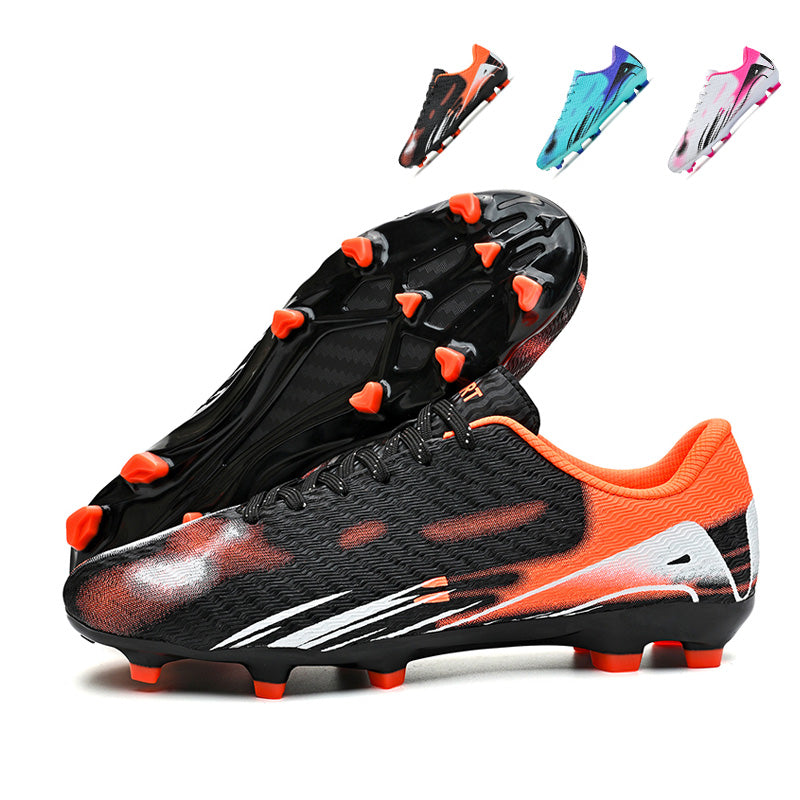 Artificial Grass Soccer Cleats, Low-Top Gradient Print Football Shoes, Textured Anti-Slip Athletic Boots for Synthetic Turf-Hxh2811