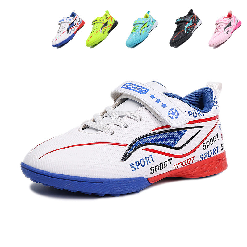 Turf Soccer Cleats, Velcro Closure Football Shoes, Non-Slip Breathable Training Sneakers for Boys &Girls-Hxh656-X