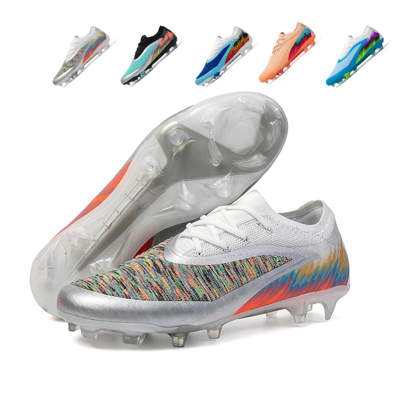 Artificial Grass Soccer Cleats, Knit Ankle Football Shoes, Anti-Slip Athletic Boots with Gradient Print for Synthetic Turf-Hxh817
