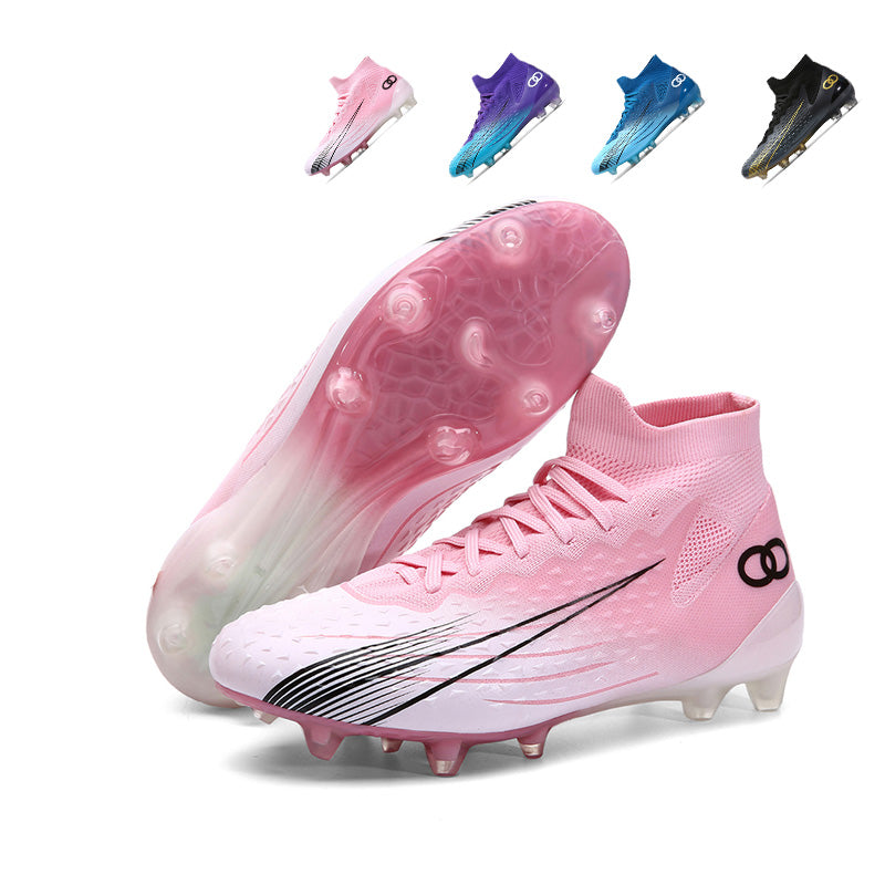 AG Artificial Grass Soccer Cleats, High-Top Knit Sock Collar Football Boots, Textured Gradient Training Sneakers-Yinzu-X805-1