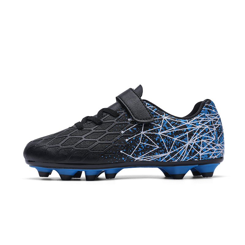 Kids' AG Artificial Grass Soccer Cleats, Easy Velcro Closure Football Shoes, Anti-Slip Breathable Athletic Boots for Boys &amp; Girls-Hxh698-L