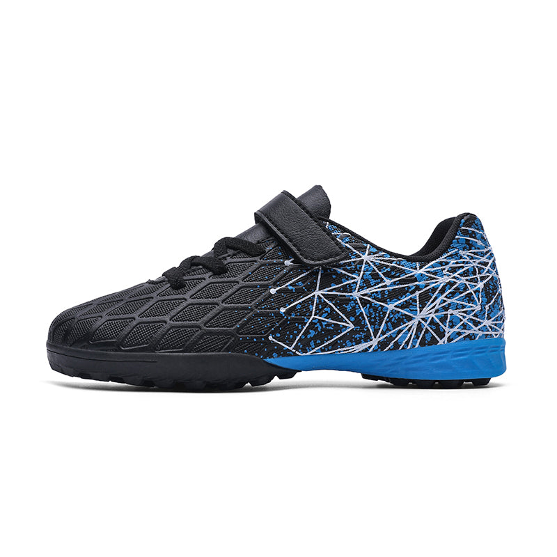 Kids' TF Turf Soccer Cleats, Easy Velcro Closure Football Shoes, Non-Slip Breathable Training Sneakers for Boys &amp; Girls-Hxh698-L