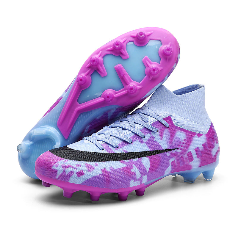 High Sock AG  Soccer Cleats, Lace-Up Gradient Camo Knit Synthetic Football Boots, Swoosh Logo Lightweight Speed Competition Athletic Shoes for Outdoor Long-Blade Artificial Turf Matches-zusheng-X803