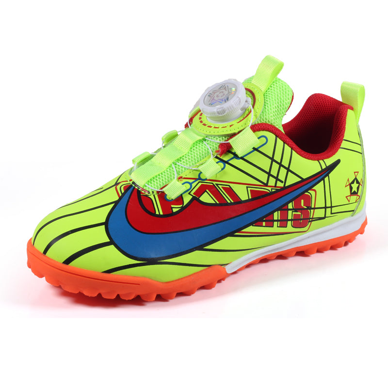 Kids TF Soccer Cleats with Rotary Buckle, Men's Youth Turf Football Boots with Dial Lacing System, Anti-Slip TF Soccer Shoes for Artificial Grass, Breathable Athletic Training Sneakers-Yinzu88002