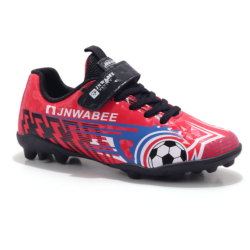 AG Artificial Grass Soccer Cleats, Hook-and-Loop Football Shoes with Cartoon Print, Breathable Athletic Boots for Boys &Girls-Hxh72010