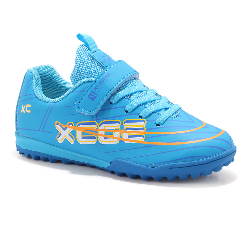 TF Turf Soccer Cleats, Hook-and-Loop Football Shoes with XCGE Print, Breathable Athletic Boots for Boys &amp; Girls-Hxh72017