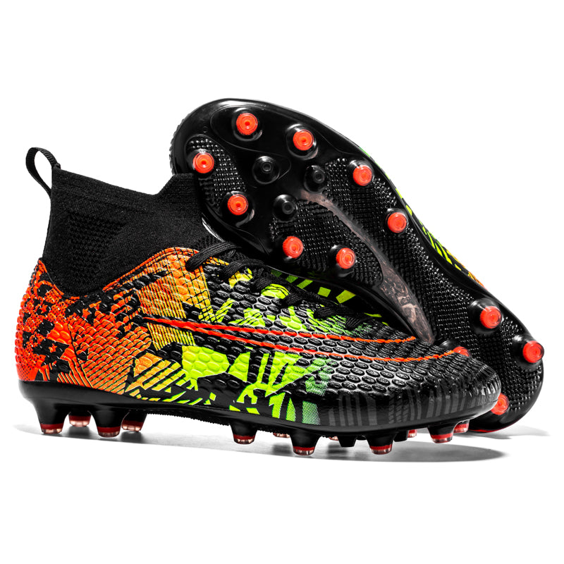 Professional High-Top Soccer CleatsOutdoor AG Football Boots with Breathable Knitted Sock Collar, Lightweight Athletic Training Soccer Shoes-WEJIESS2023