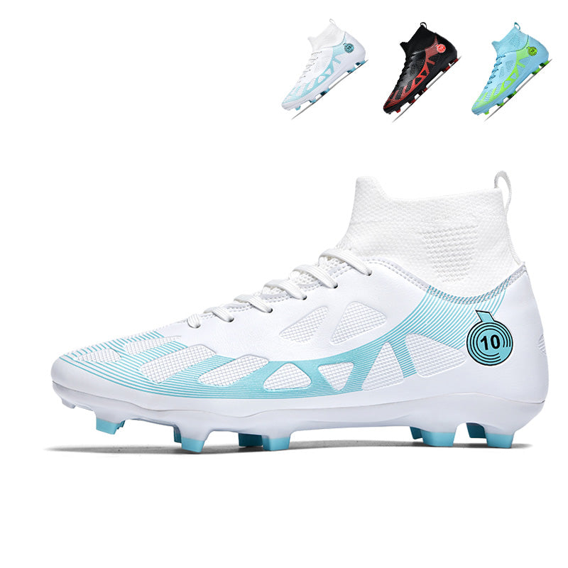 Men's/Women's High-Top AG Soccer Cleats Number 10 - Artificial Grass Football Boots, Breathable Sock Collar Non-Slip Training Sneakers for Youth & Adults-Yinzu2509