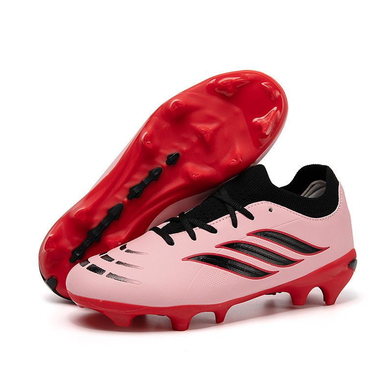 Artificial Grass Soccer Cleats, Classic 3-Stripes Football Shoes, Breathable Knit Collar Athletic Boots for Synthetic Turf-Hxh-A560