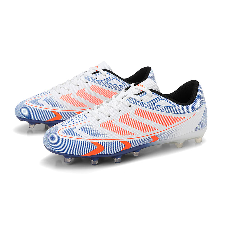 AG Soccer Cleats, Lace-Up Football Boots, Lightweight Striped Synthetic Soccer Shoes for Boys Girls Artificial Grass Training & Matches, Multi Color Options-zusheng-S004