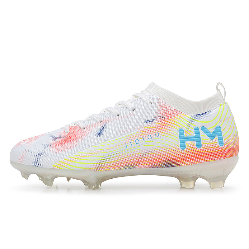 AG Soccer Cleats, Lace-Up Sock Knit Football Boots, Lightweight Gradient Wave Line Soccer Shoes for Adult Artificial Grass Training & Matches-zusheng-S001