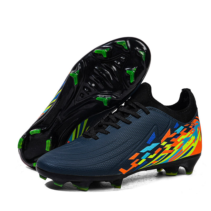 Artificial Grass Soccer Cleats, Low-Top Geometric Print Football Shoes, Breathable Athletic Boots for Outdoor Synthetic Turf-Hxh1037