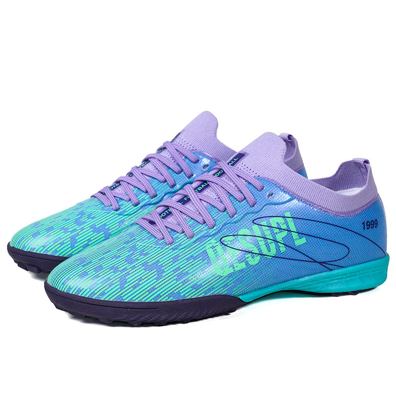 Soccer Cleats, Low-Top Gradient Print Football Shoes with Sock Ankle Collar, Breathable Athletic Training Sneakers for Indoor &amp; Turf Courts-Hxh-D2028-1