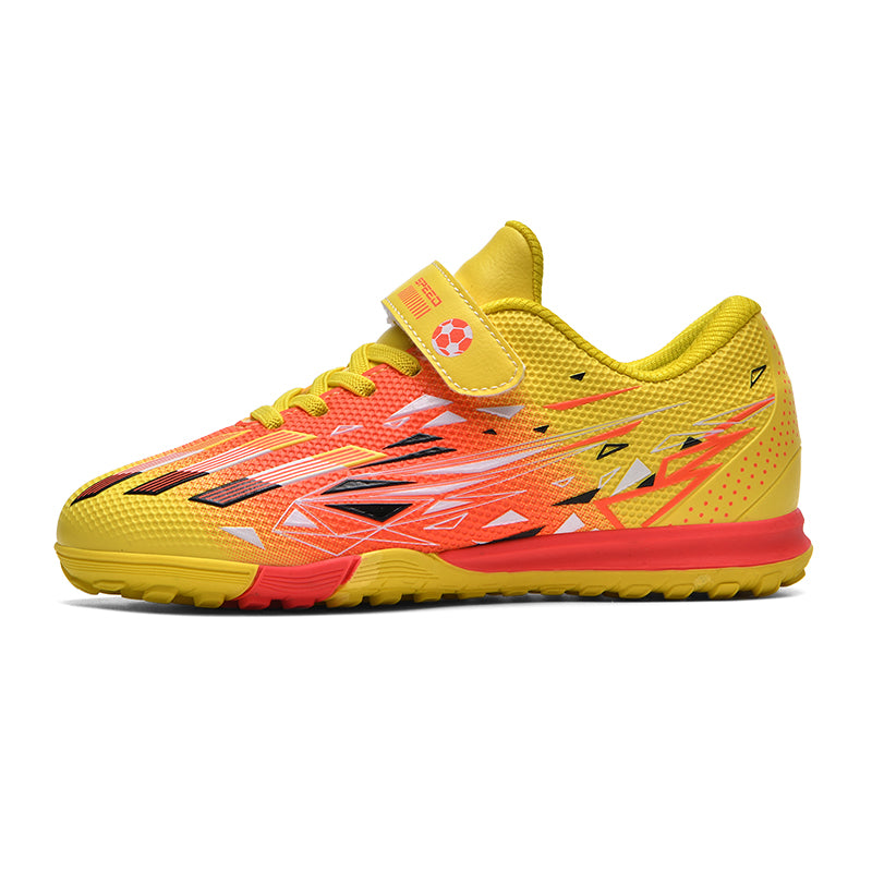Turf Soccer Cleats, Breathable Mesh Football Shoes with Hook-and-Loop Strap, Anti-Slip Training Sneakers for Boys &amp; Girls-Hxh-T3039