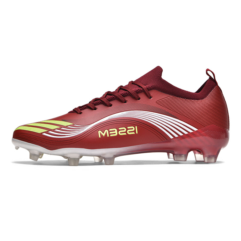 AG Artificial Grass Soccer Cleats, Low-Top Knit Football Shoes with Wave Print, Breathable Athletic Boots for Synthetic Turf-Hxh8532