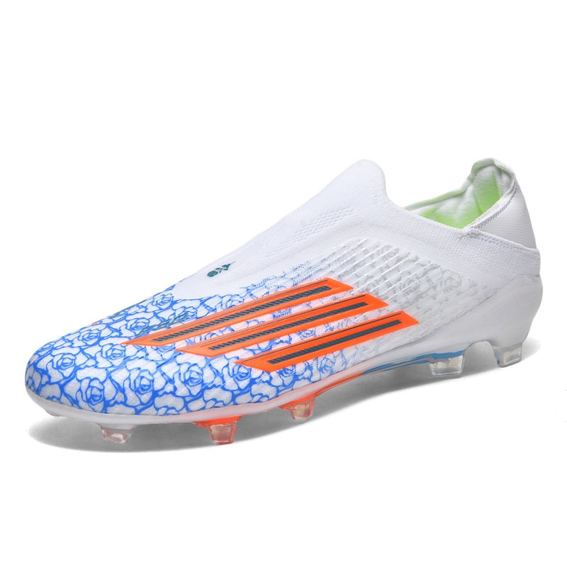 Artificial Grass Soccer Cleats, Laceless Sock Ankle Football Boots with Rose Pattern , Breathable Athletic Shoes for Outdoor Synthetic Turf-zusheng-T39