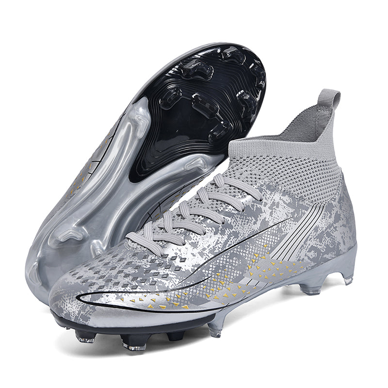 AG Artificial Grass Soccer Cleats, High-Top Knit Football Shoes, Anti-Slip Athletic Boots for Synthetic Turf-Hxh2613