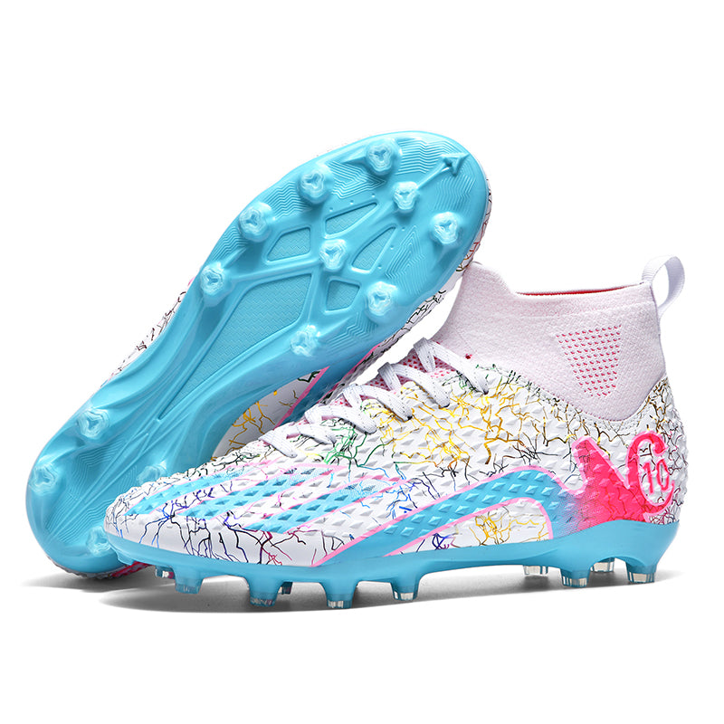 AG Soccer Cleats, High Top Artificial Ground Football Boots, Knit Sock Ankle Collar Soccer Shoes for Adult Competition & Training, Textured Upper for Artificial Grass Pitch-zhuoshi2522