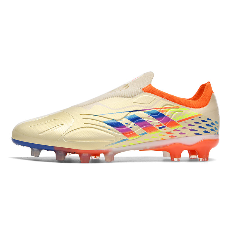 Artificial Grass Soccer Cleats, Laceless Slip-On Football Shoes with Gradient Print, Breathable Athletic Boots for Outdoor Synthetic Turf-Hxh8526