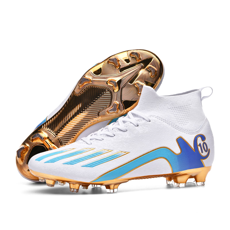 High-Top AG Soccer Cleats - CR10 Inspired AG Football Boots with Gold Sole for Training & Matches-WEJIESS8502
