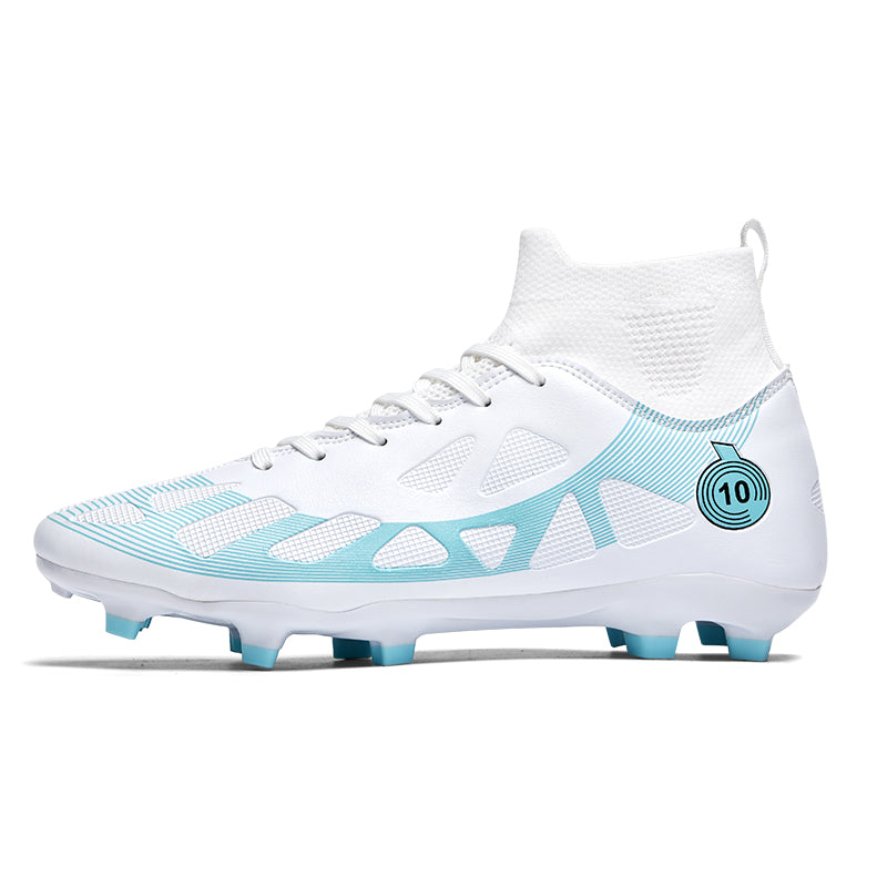 Men's/Women's High-Top AG Soccer Cleats Number 10 - Artificial Grass Football Boots, Breathable Sock Collar Non-Slip Training Sneakers for Youth & Adults-Yinzu2509