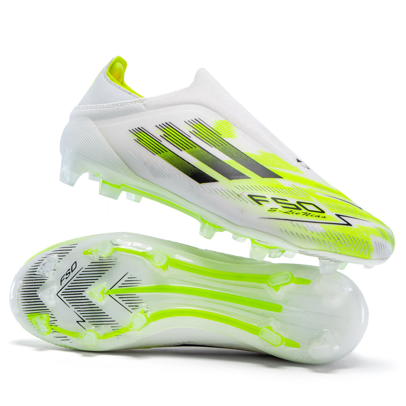 Artificial Grass Soccer Cleats, Laceless Low-Top Football Boots with Gradient Three-Stripe&F50 Print, Breathable Athletic Shoes for Outdoor Synthetic Turf-zusheng-X2010-1