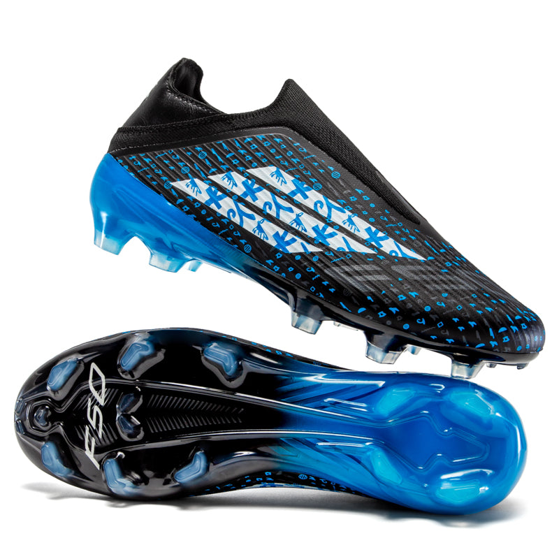 AG Artificial Grass Soccer Cleats, Laceless High-Sock Ankle Football Boots with Tribal Symbol Print, Breathable Knit Athletic Shoes for Outdoor Synthetic Turf-Hxh-X2013
