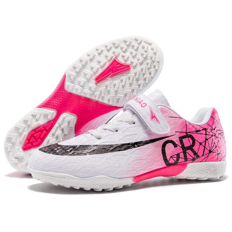 Kids TF CR7 Soccer Cleats with Strap, Boys & Girls Turf Football Shoes, Breathable Spider Web Training Sneakers-Yinzu-X2508