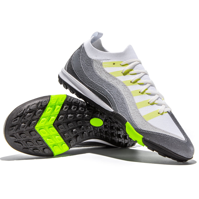 Turf Soccer Cleats, Mid-Top Iridescent Gradient Knit Football Shoes, Anti-Slip Training Sneakers for Artificial Turf-Hxh2511Z-1