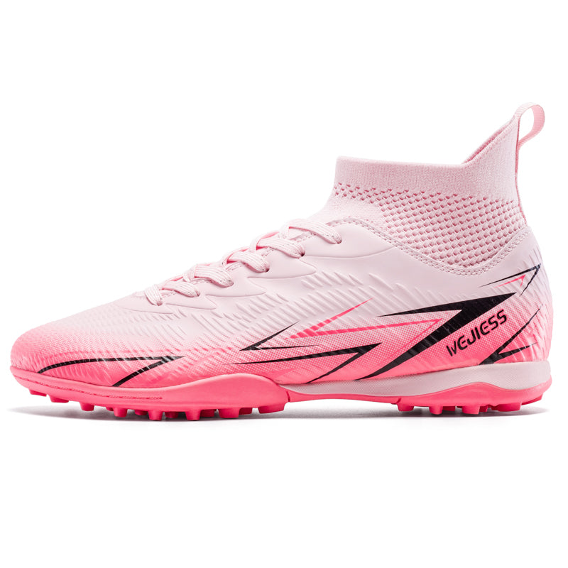 Women's/Men's High-Top Turf Soccer Cleats,Breathable Knit Ankle CollarNon-Slip TF Athletic Training Shoes for  Youths, Indoor-WEJIESS0628