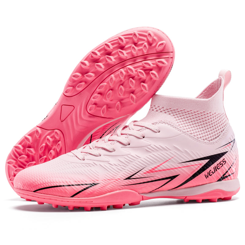Women's/Men's High-Top Turf Soccer Cleats,Breathable Knit Ankle CollarNon-Slip TF Athletic Training Shoes for  Youths, Indoor-WEJIESS0628