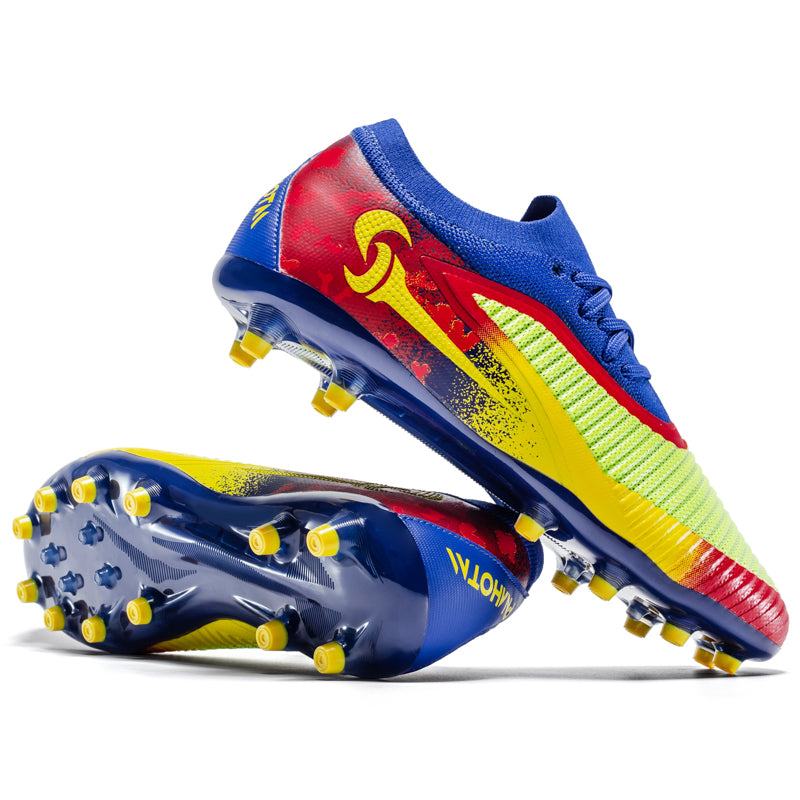 Artificial Grass Soccer Cleats, Textured Knit Football Shoes, Wave-Control Anti-Slip Athletic Boots for Synthetic Turf-Hxh2512Z