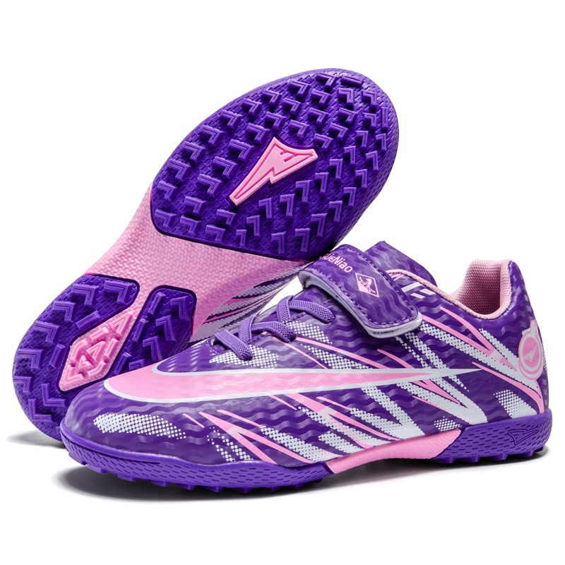 Kids TF Soccer Cleats with Hook & Loop Strap - Boys & Girls Turf Football Shoes, Easy On/Off Non-Slip Training Sneakers for Toddlers & Youth-Yinzu-X2513