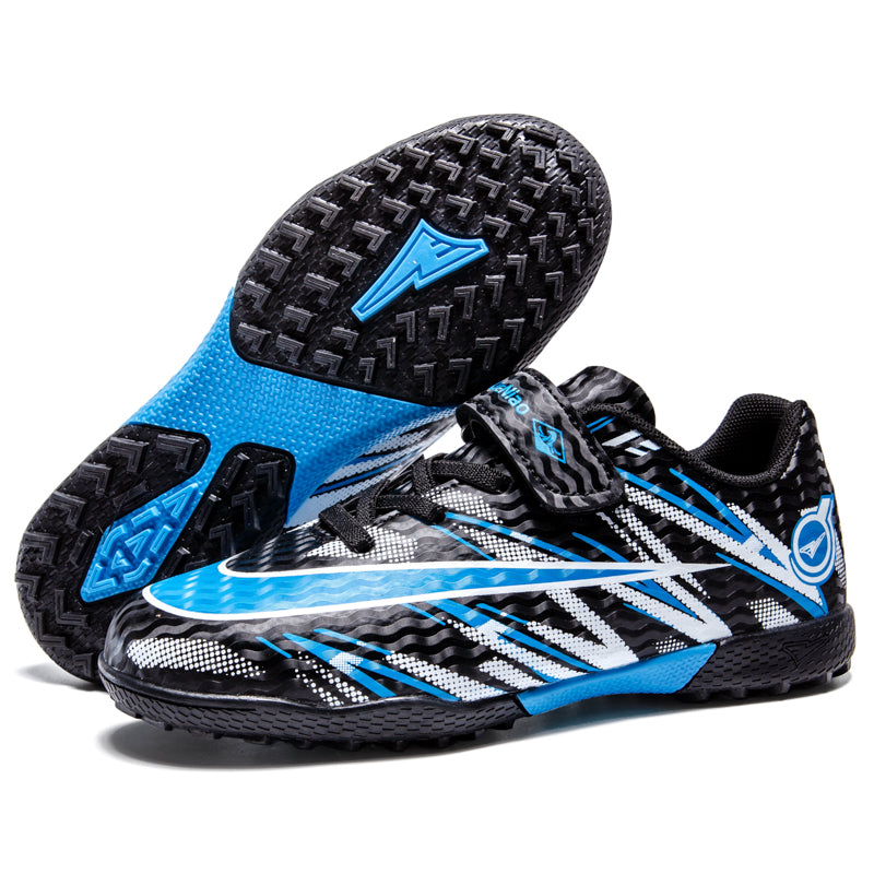 Kids TF Soccer Cleats with Hook & Loop Strap - Boys & Girls Turf Football Shoes, Easy On/Off Non-Slip Training Sneakers for Toddlers & Youth-Yinzu-X2512