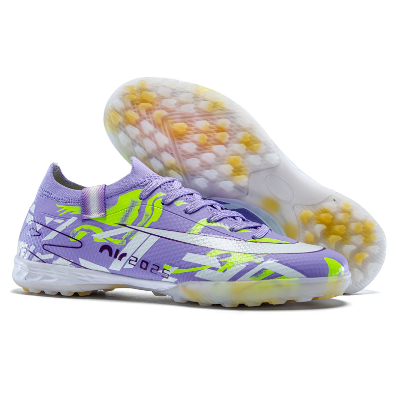 TF Soccer Cleats, Graffiti Print Turf Football Shoes, Breathable Knit Training Sneakers for Artificial Grass-Yinzu7523