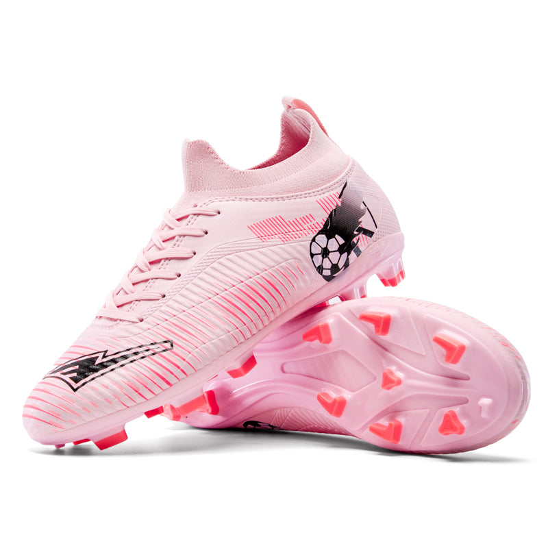 Artificial Grass Soccer Cleats, High-Top Knit Football Shoes, Anti-Slip Athletic Boots for Synthetic Turf-Hxh-X2502-2