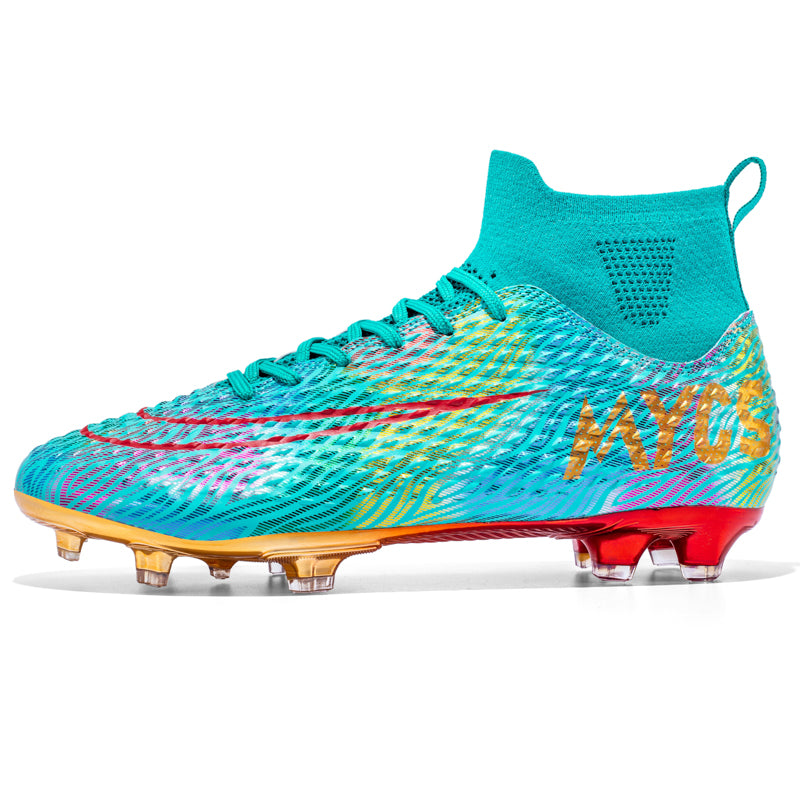 Professional  Soccer Cleats AG High-Top Football Boots, MYCS Gradient Wave Pattern,Athletic Outdoor Competition Soccer Shoes with Digital Pixel-Texture Upper and Supportive Ankle Sock Liner-WEJIESS2088