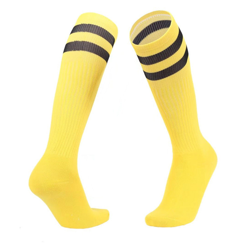 Kids &amp; Adults Soccer Socks, Knee-High Striped Football Socks, Breathable Non-Slip Athletic Sports Socks (Multiple Colors)