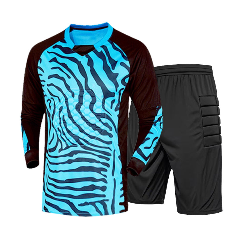 Soccer Goalkeeper Jersey and Shorts Set, Padded Long Sleeve Goalie Uniform, Protective Football Keeper Shirt with Hip Guard Shorts (Multiple Colors)
