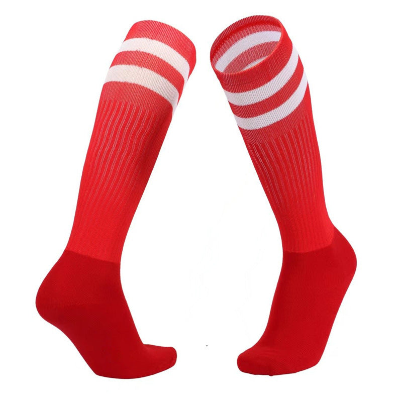 Kids &amp; Adults Soccer Socks, Knee-High Striped Football Socks, Breathable Non-Slip Athletic Sports Socks (Multiple Colors)